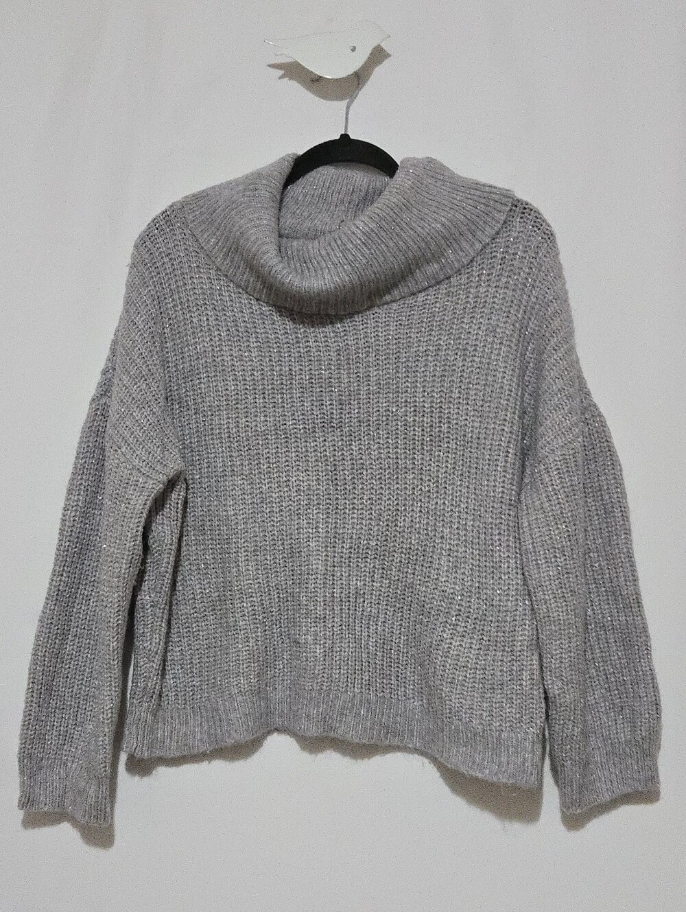 Express Gray Sweater - Metallic Sparkle - Iridescent Shimmer - Oversized- Size M